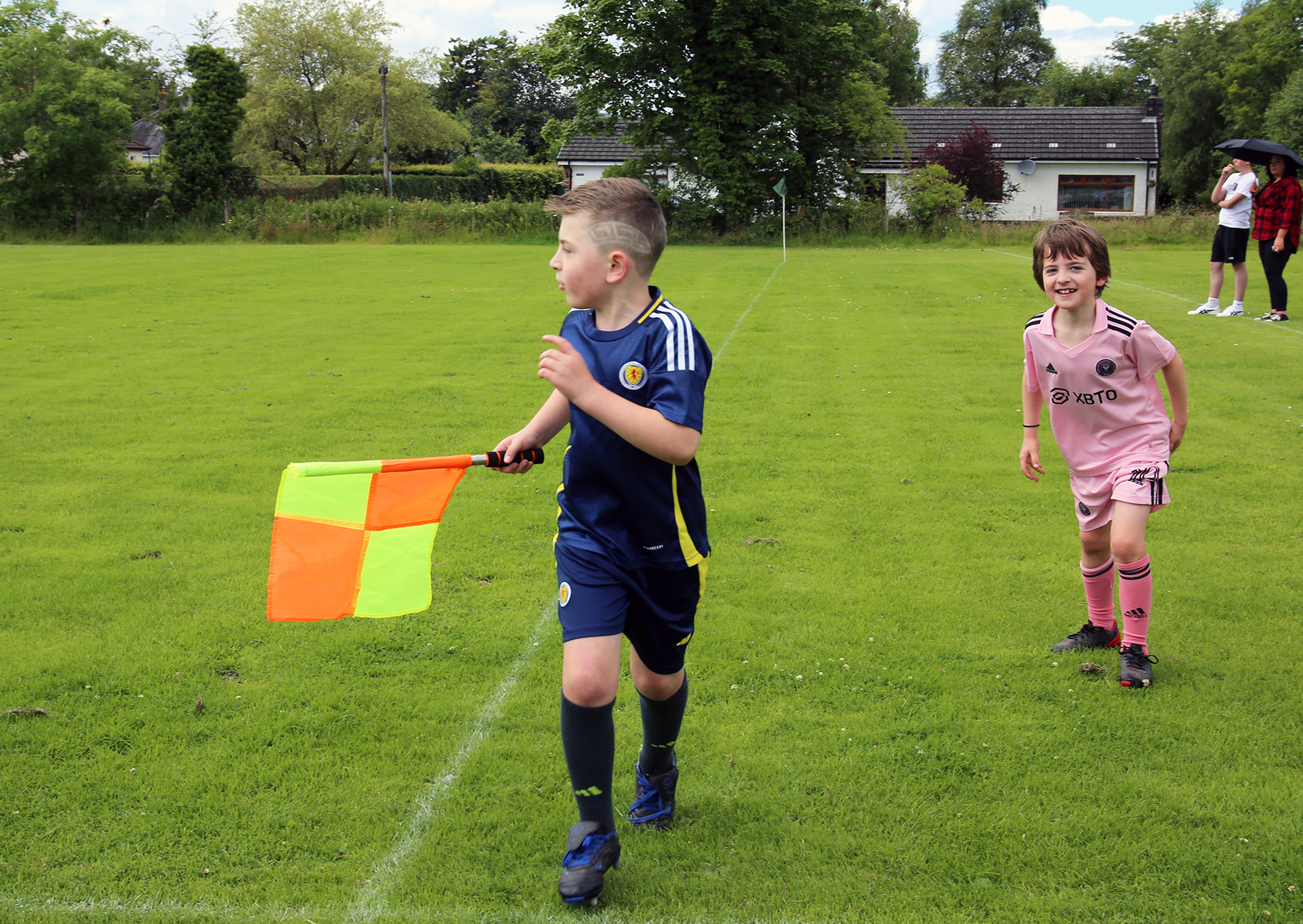 A young linesman gets some practice in