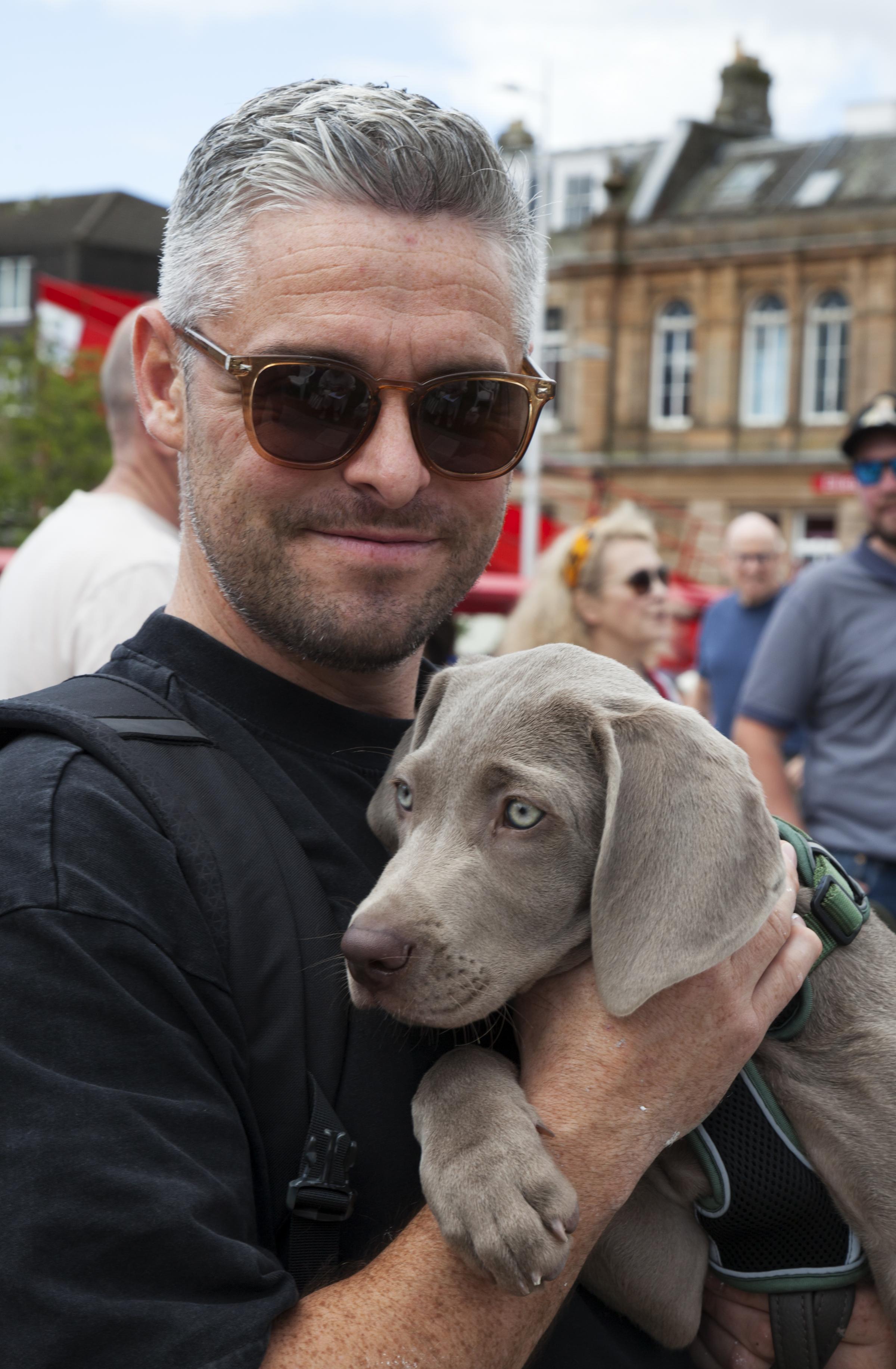 Sean with his labramarner puppy, Snoop