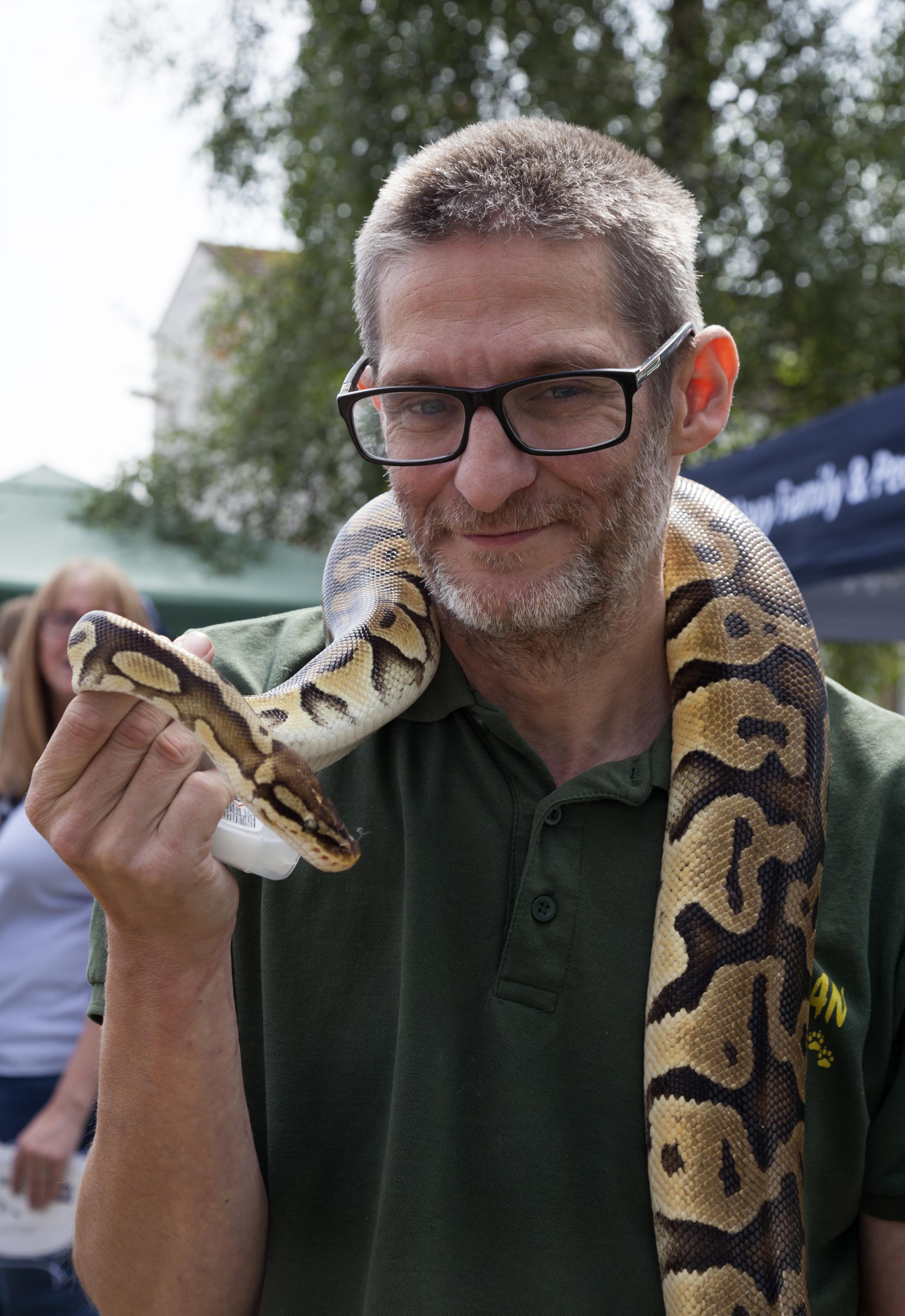 Dave with his python for animal petting