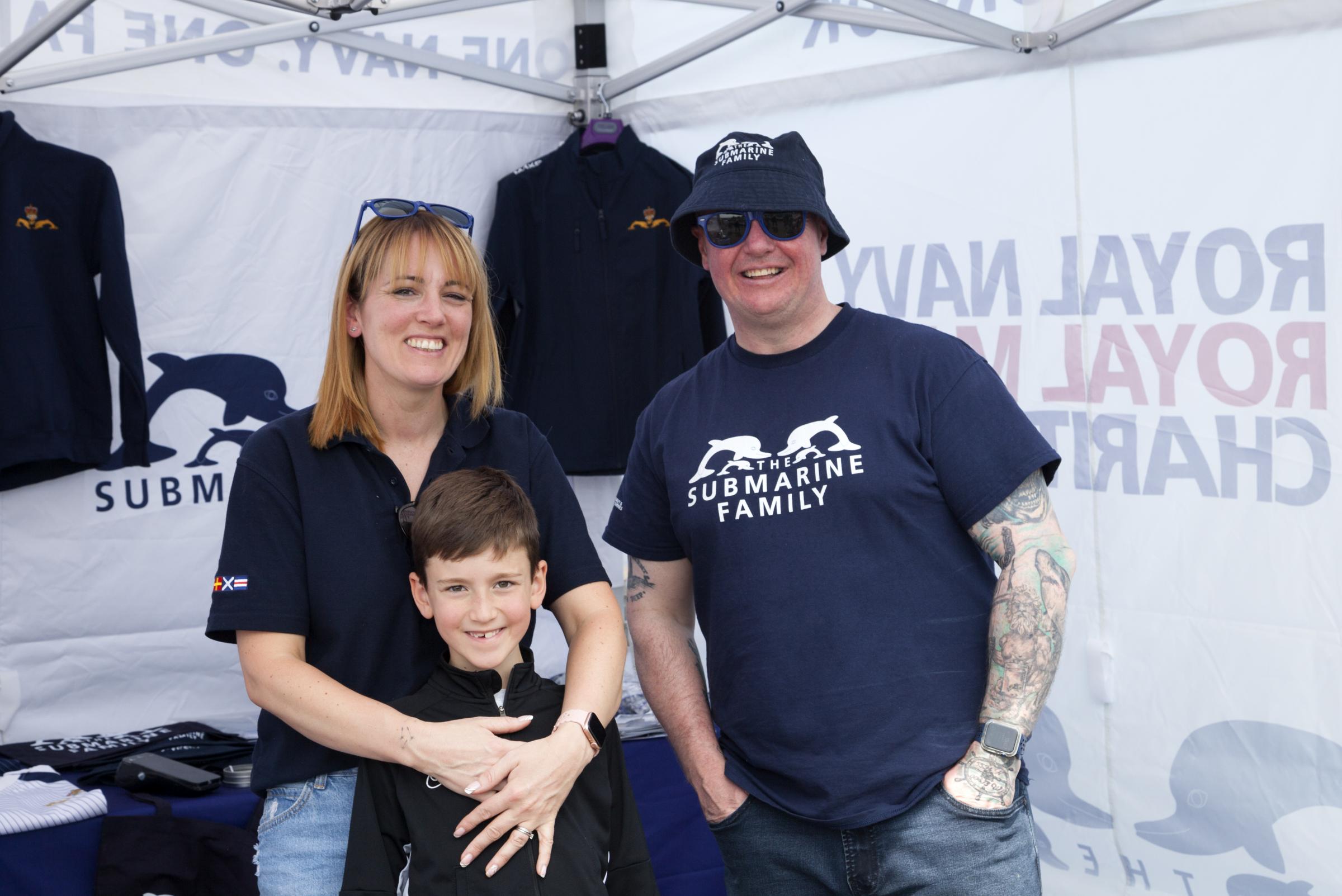 Natalie Lewis with her son Sonny and John Lewis who is no relation. The Royal Navy and Royal Marines Families Charity