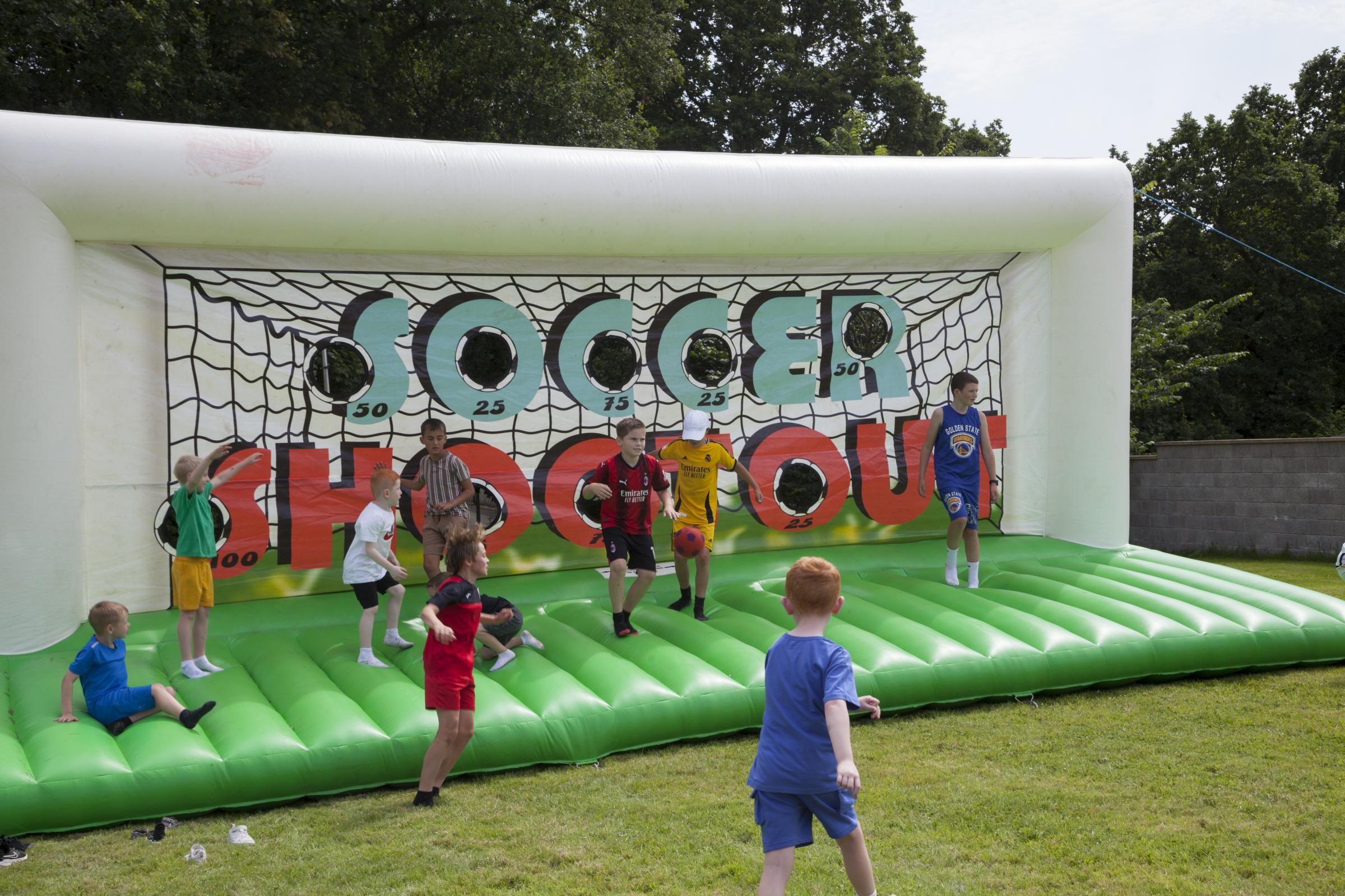 Children had fun with the soccer shootout