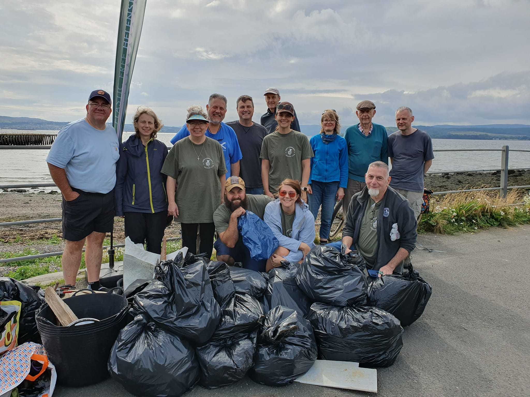 Volunteers with rubbish from the beach at Craigendoran