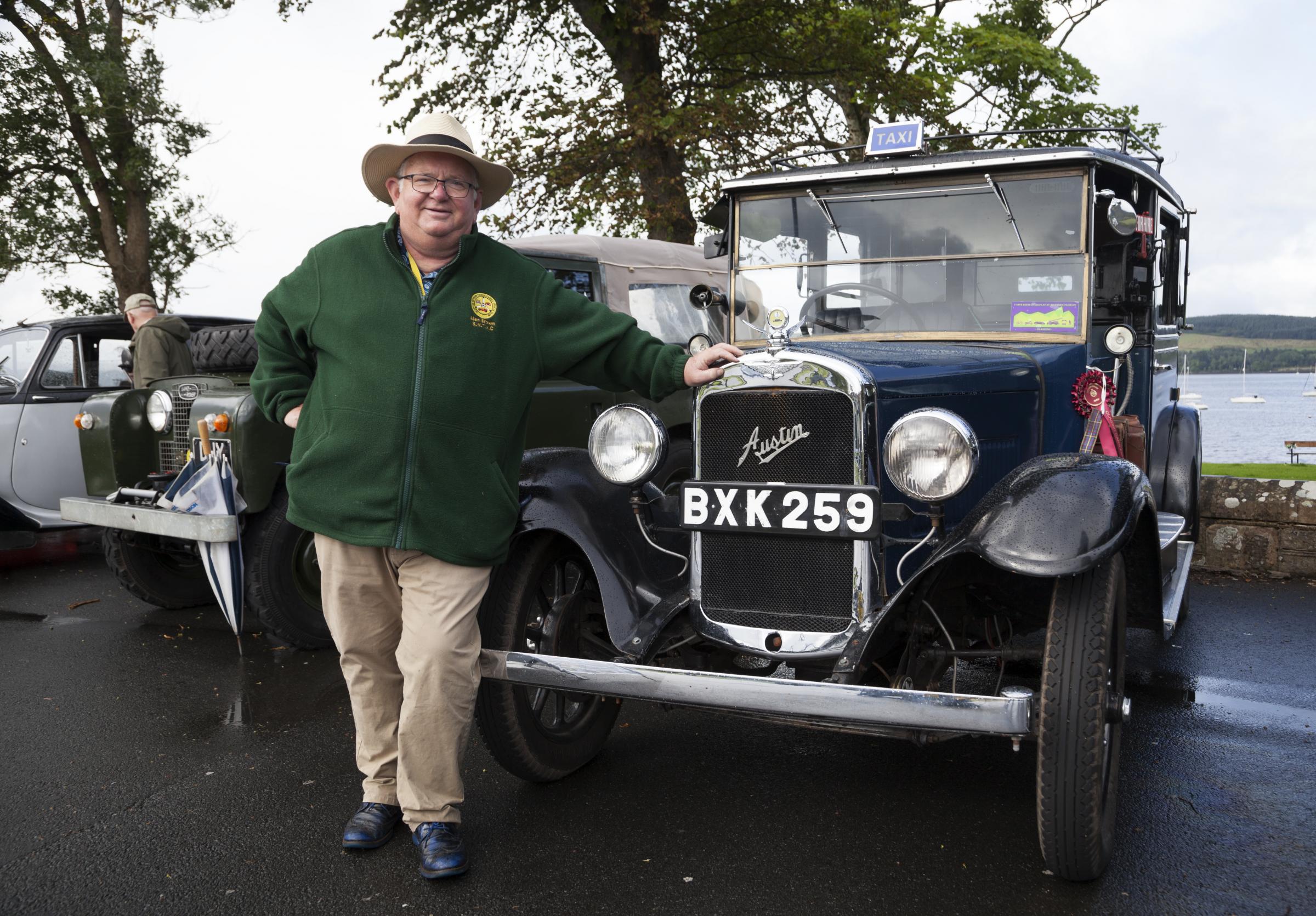 Alan Brown with his 1935 Austin 12 Low-loader taxi which has featured in Outlander and Miss Marple mysteries.