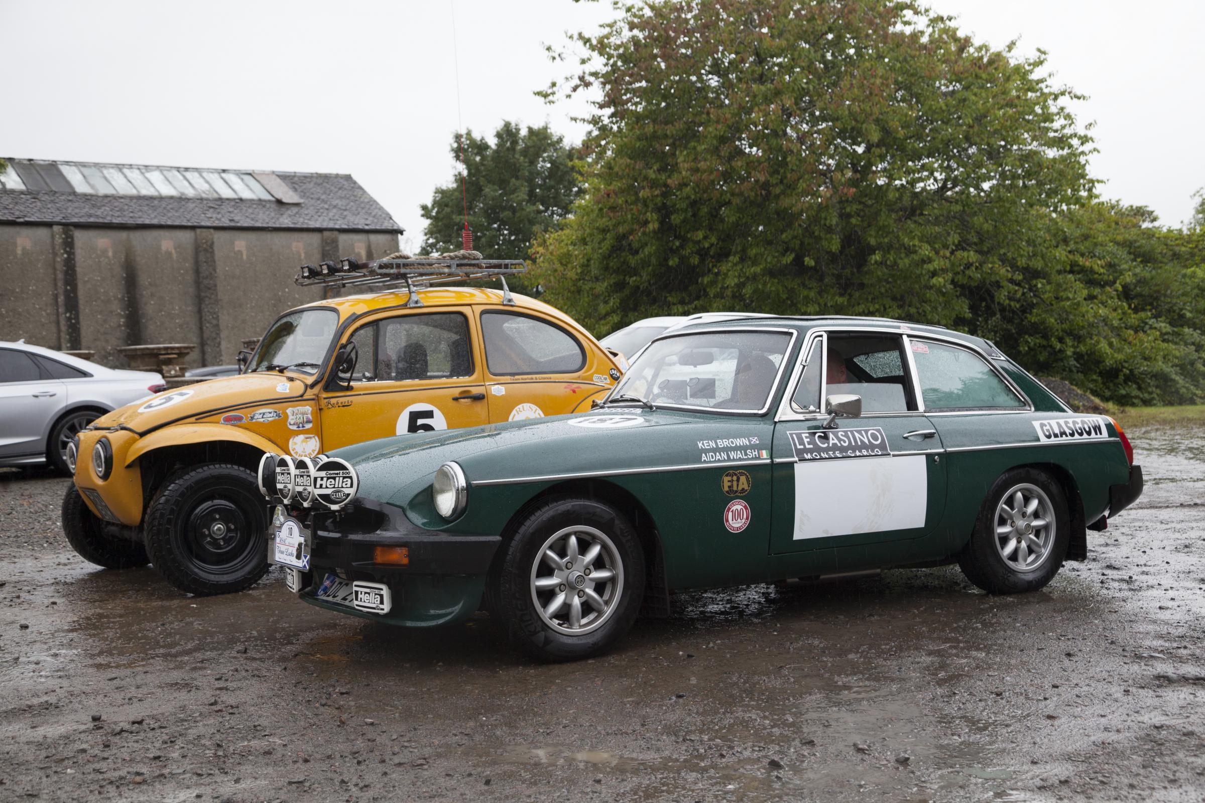 1978 MGB GT - Three Lochs Classic Run, Rhu. With a modified VW Beetle in the background.