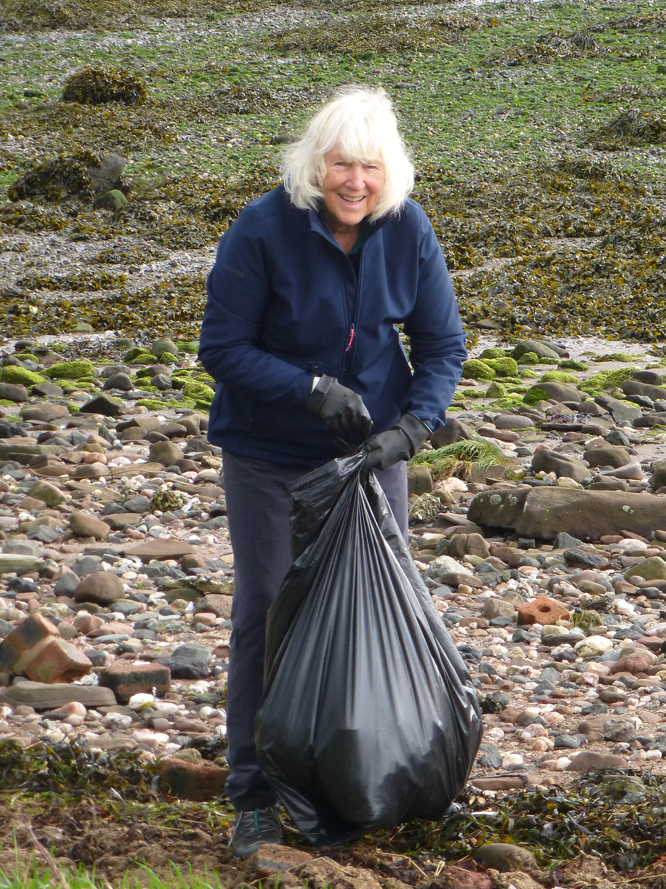 Cardrosss autumn beach clean saw around 30 bags of rubbish filled