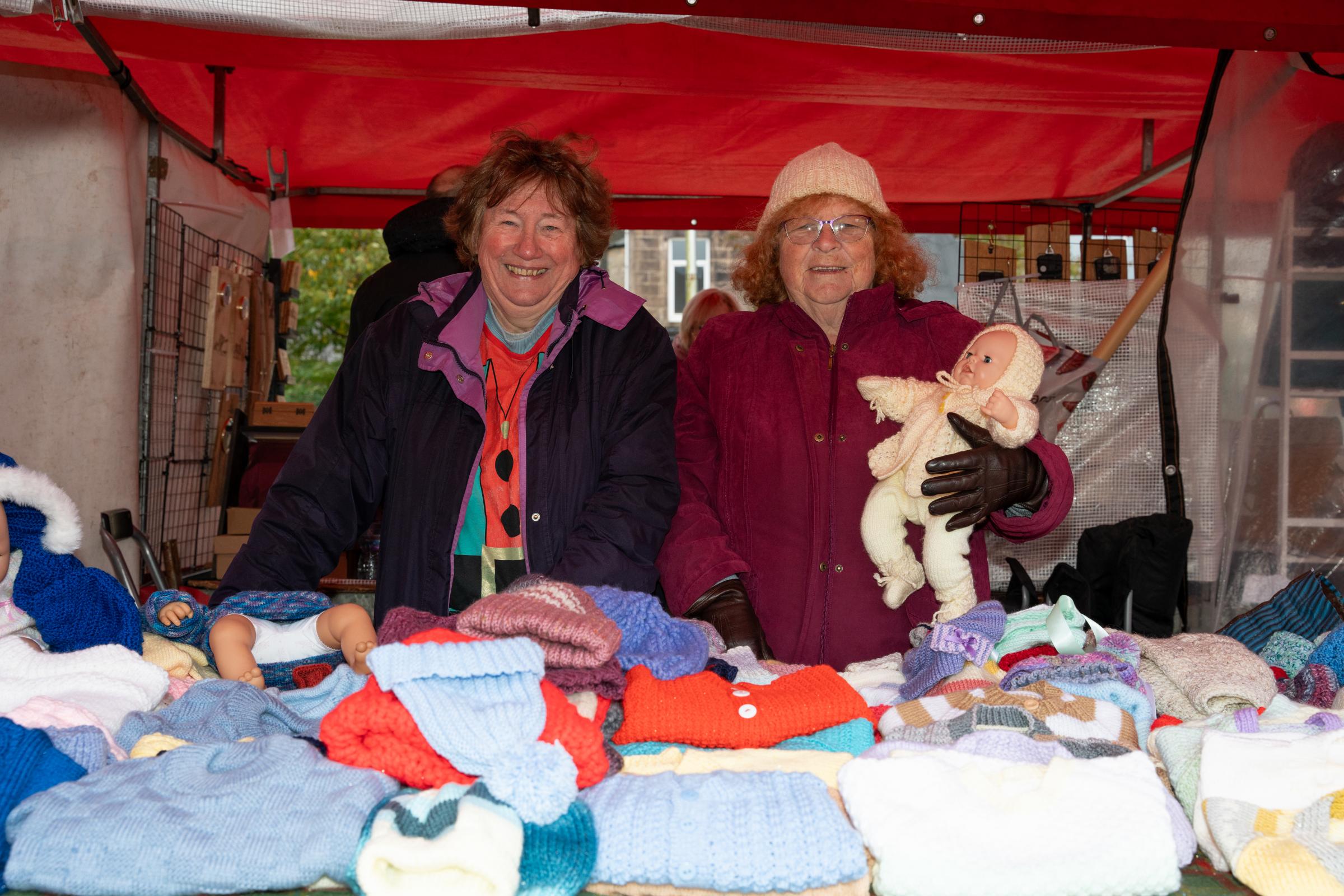 Caroline and Galdys, representatives of the Wool Gatherers Knitter Natter Group