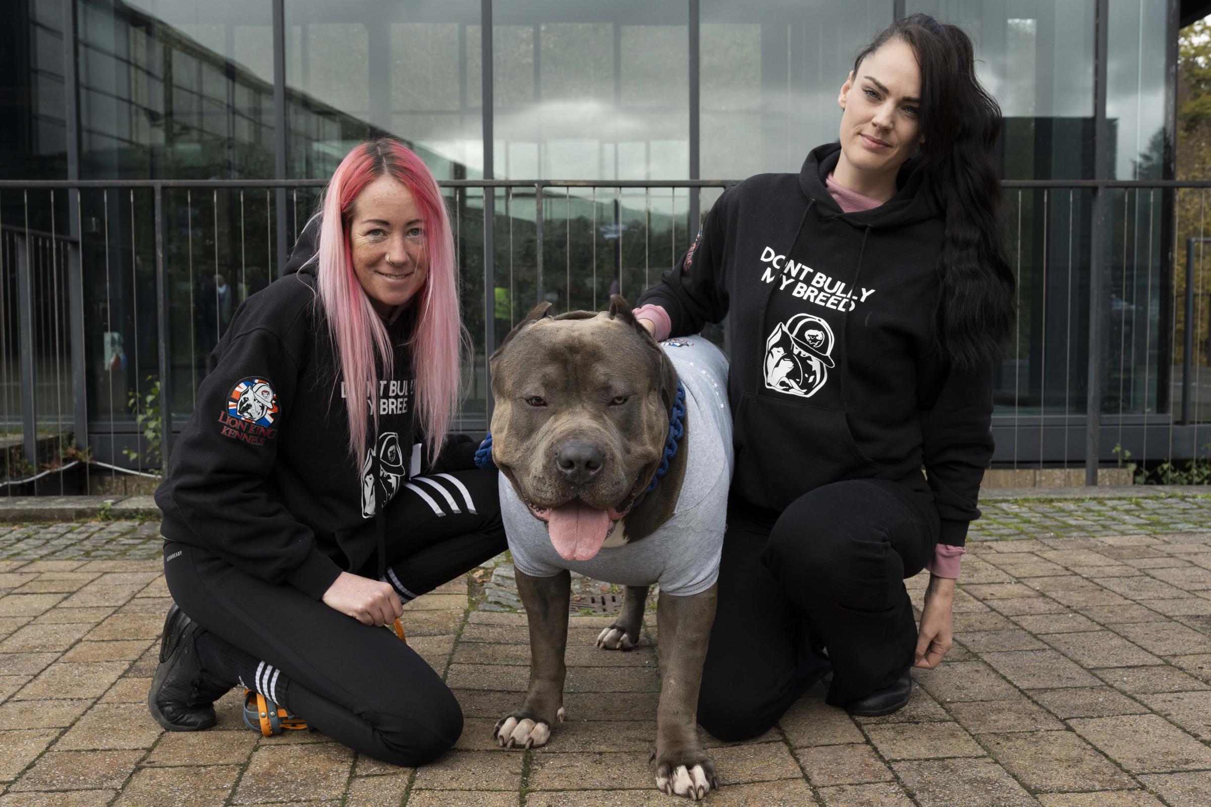 Kirsten and Ailsa with Diego the very sweet XL bully