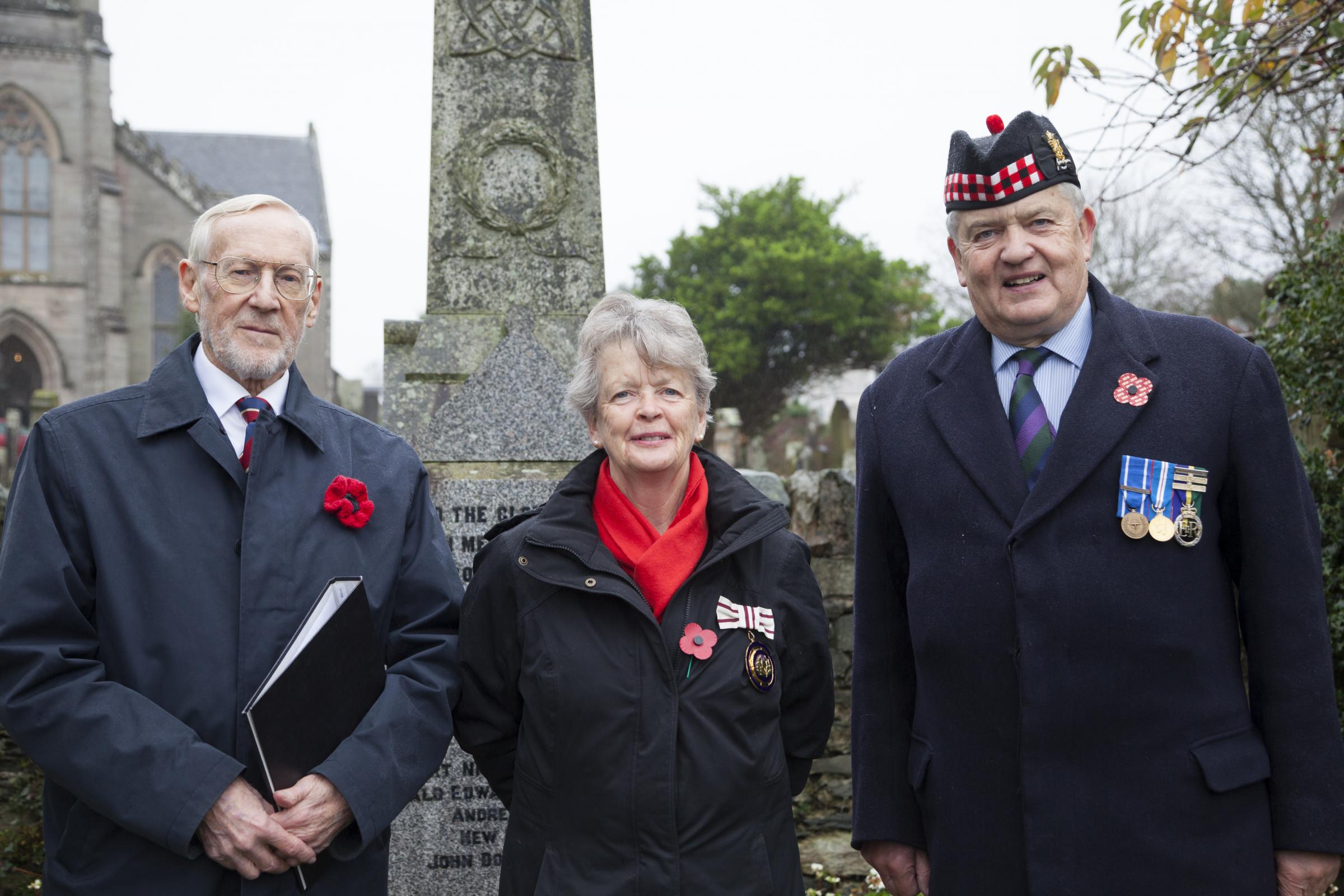 L-R Andrew Nisbet, Session Clerk. Angela Hartness, Deputy Lord Lieutenant, Maurice Corry, Argyll and Bute Council.(Ann Stewart)